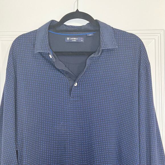 Cremieux Men's Classic Polo Shirt Size XL Black/Blue Polka Dot Long Sleeve - Picture 9 of 14